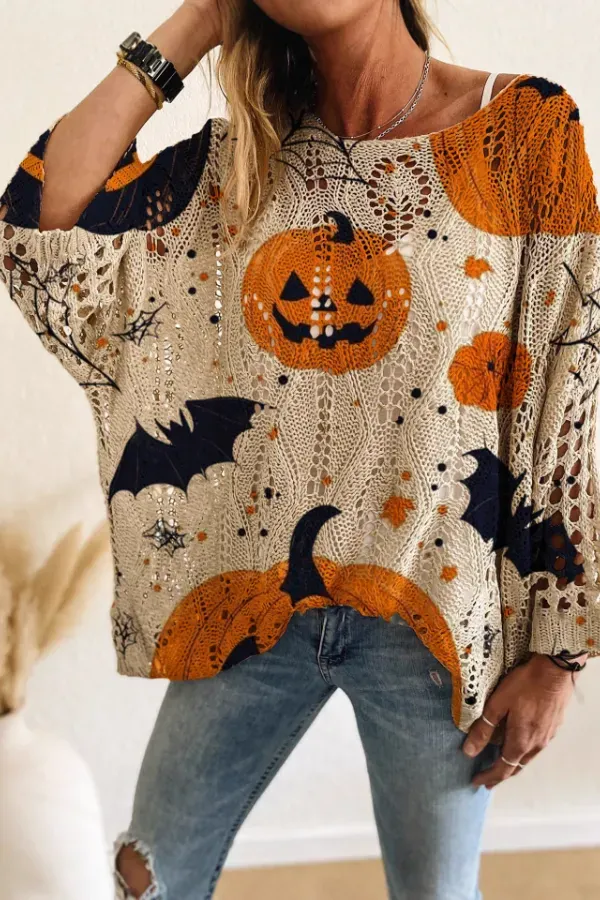 Women’s Diamond Hollow Out Batwing Sleeve Top