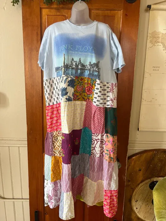 PINK FLOYD patchwork maxi dress