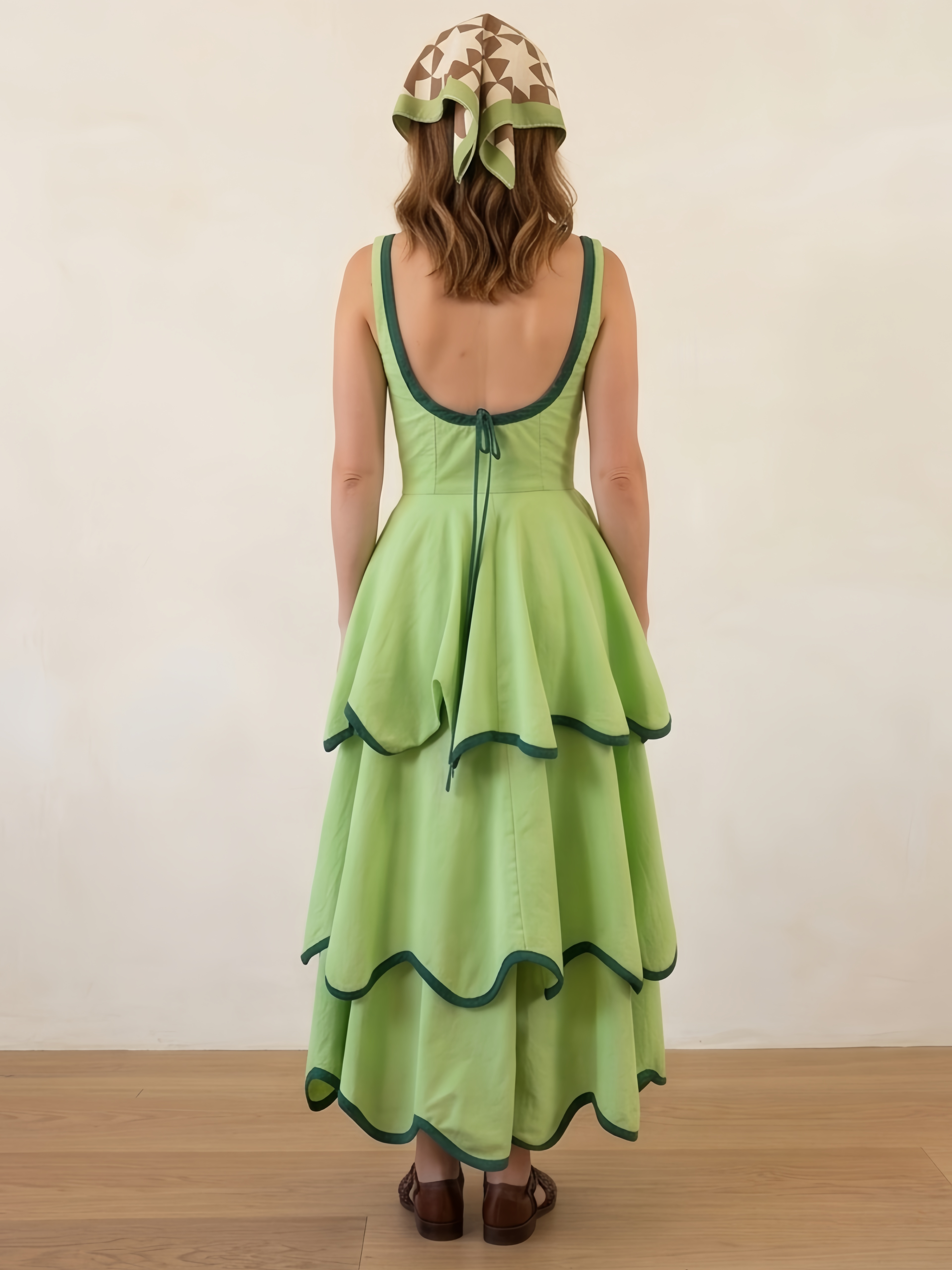 The Layered Scallop Midi-Green