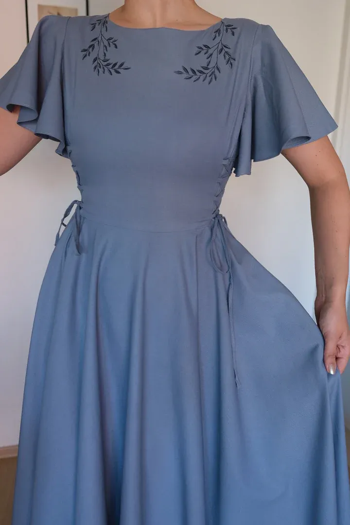 Ivy Maxi Dress - Cornflower（With Side Pockets）