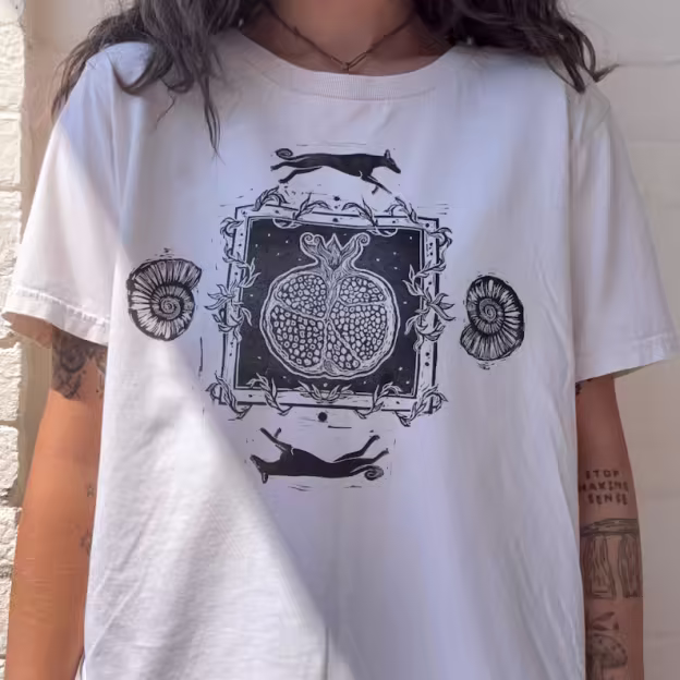 handprinted fruit handler top