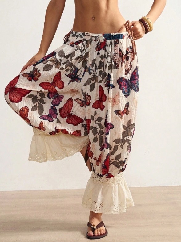 Bohemela Casual Woven Printed Relaxed-Fit Trousers
