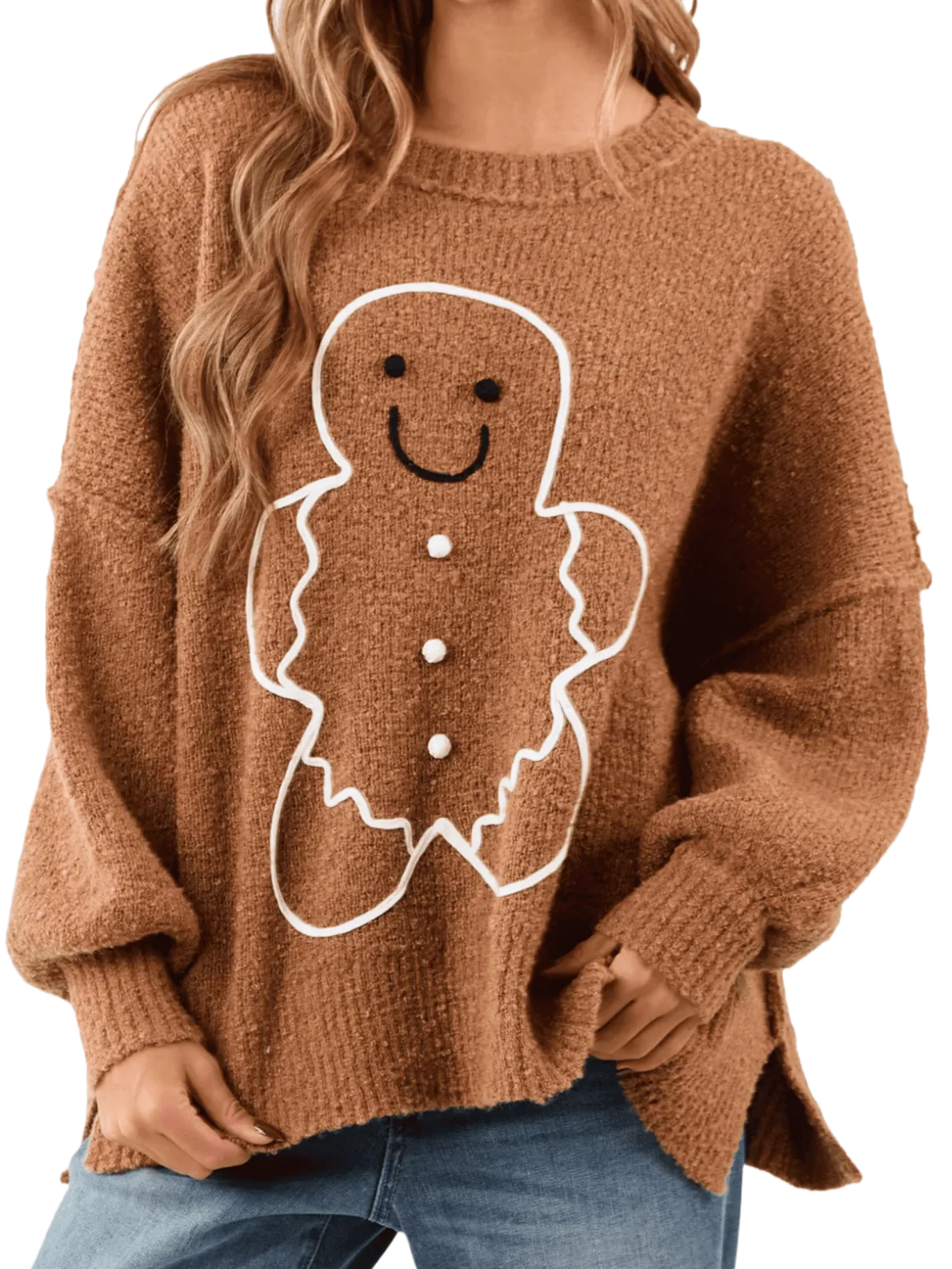 Gingerbread Man Brushed Knit Sweater