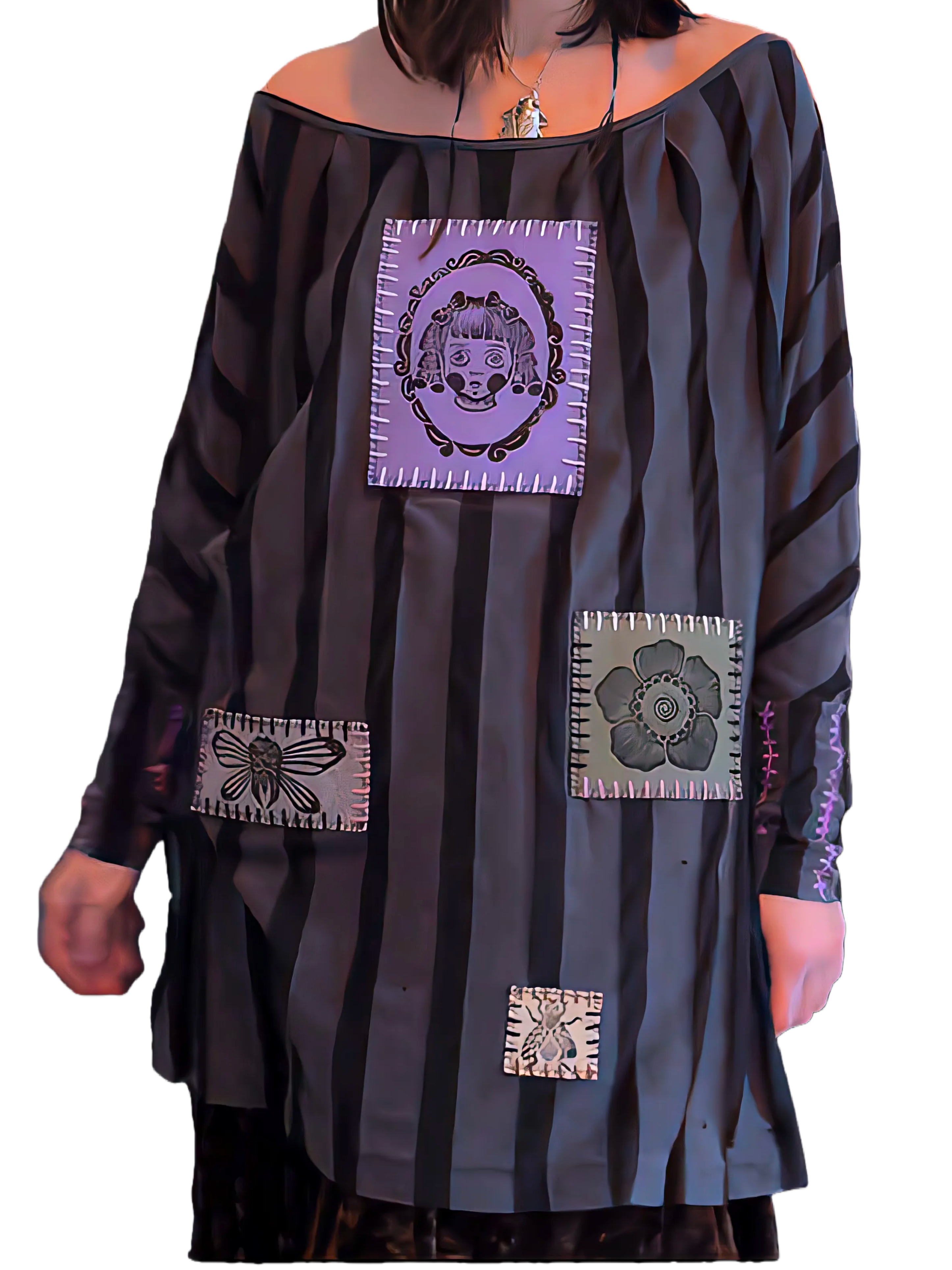 Off-shoulder spliced ​​long top