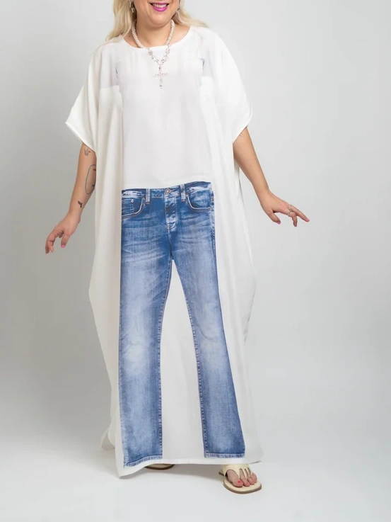 Jeans + Tee Caftan (White)