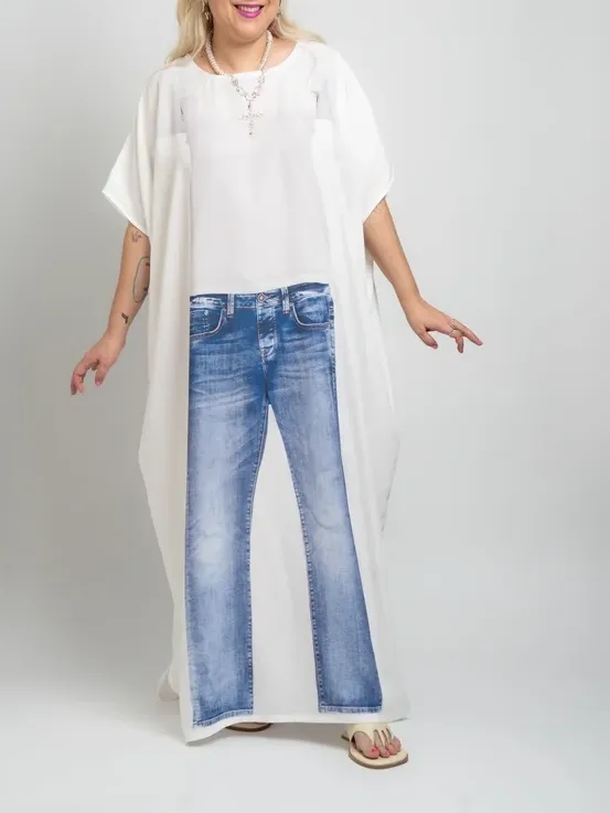 Jeans + Tee Caftan (White)