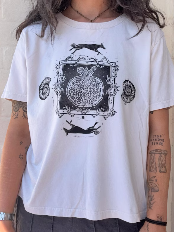 handprinted fruit handler top