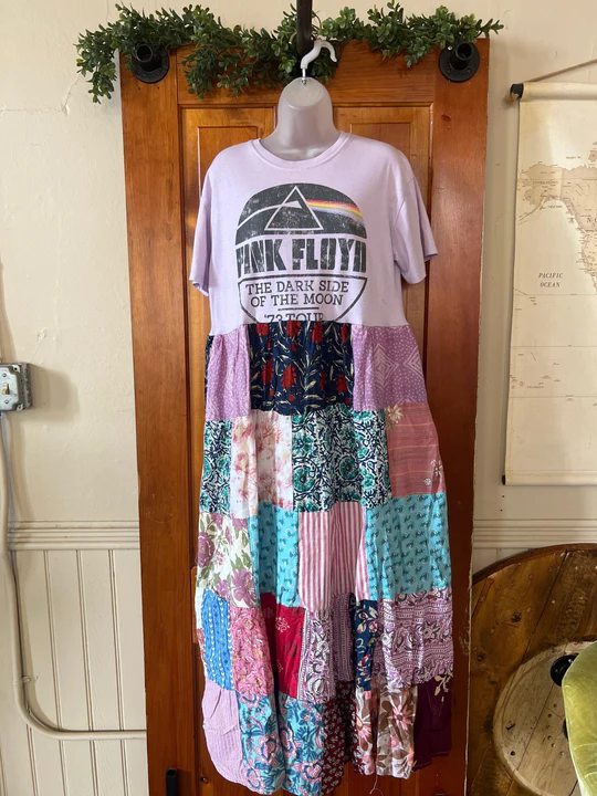 Pink Floyd patchwork maxi dress