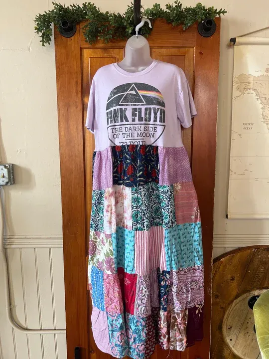 Pink Floyd patchwork maxi dress