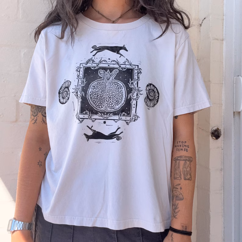 handprinted fruit handler top