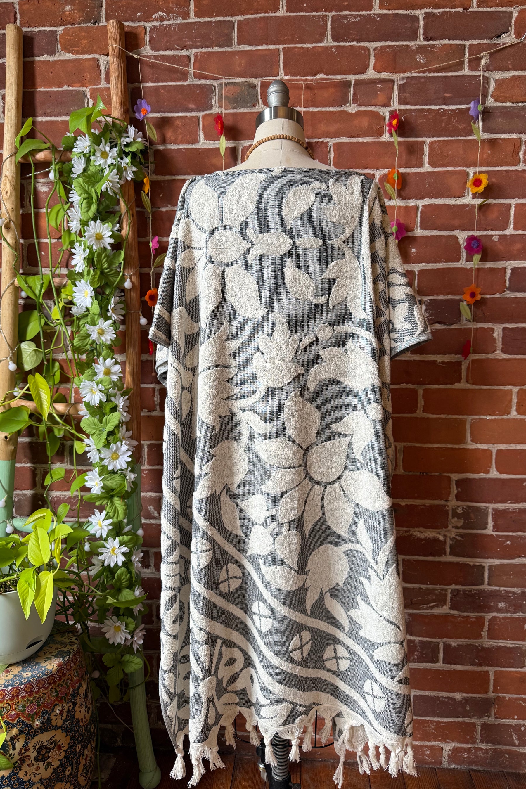 Gray Sky Fringe Hi Lo Poncho Tunic Top