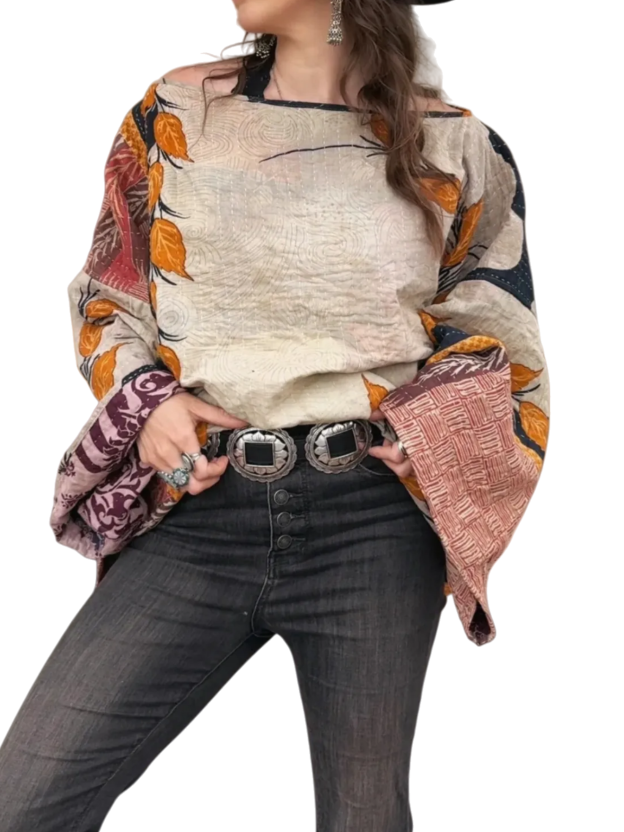 Moon Valley Kantha Pullover Top