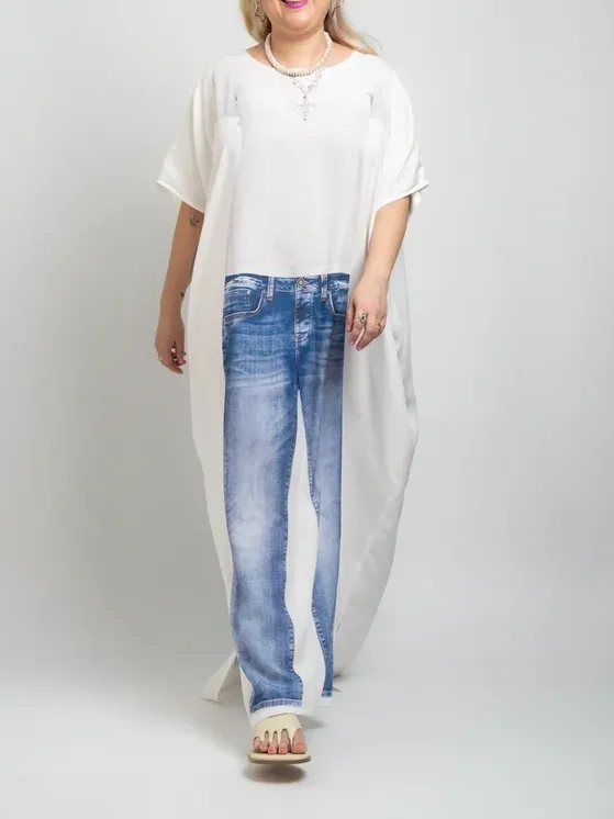 Jeans + Tee Caftan (White)