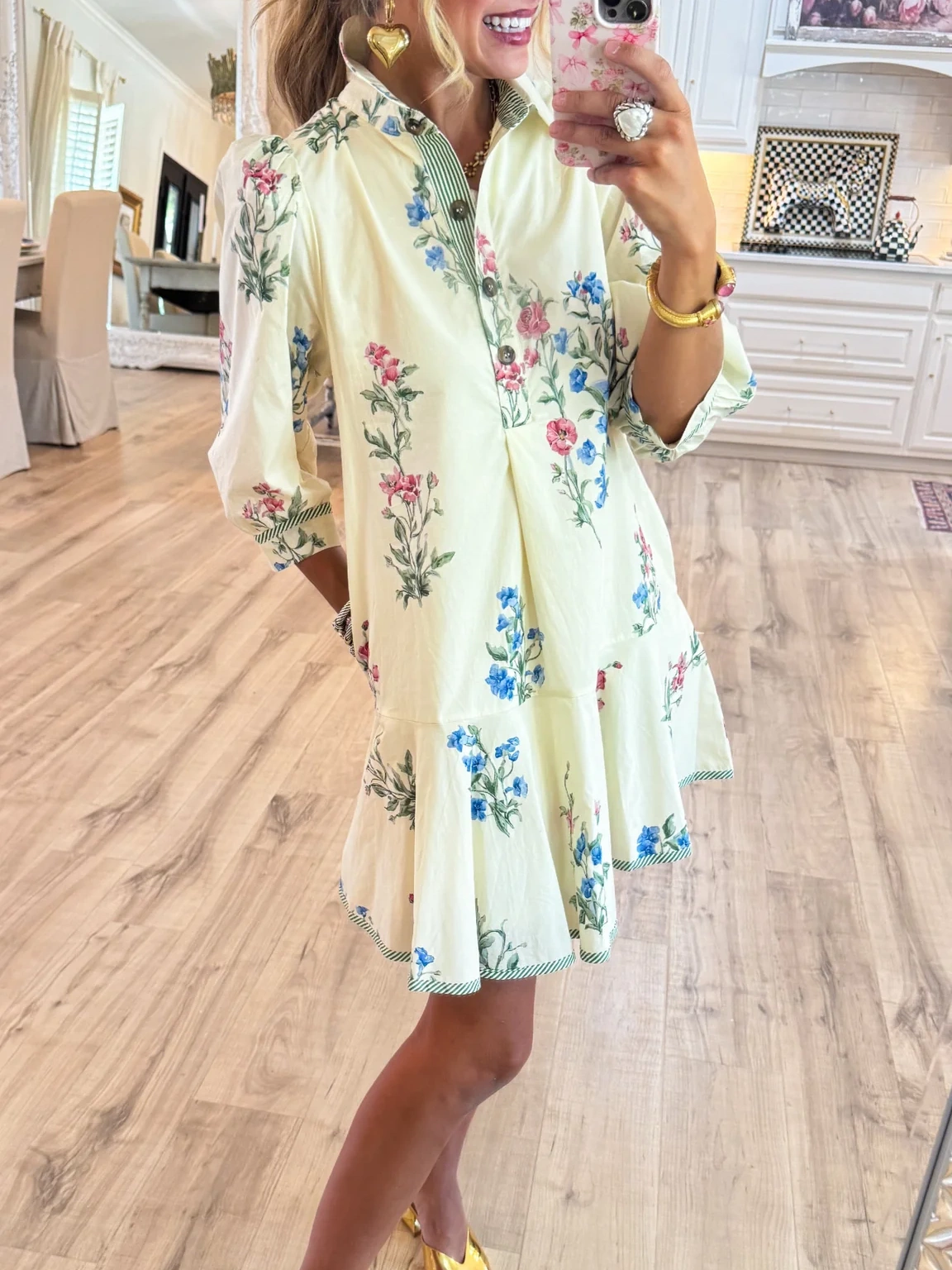 Cream Floral Dress