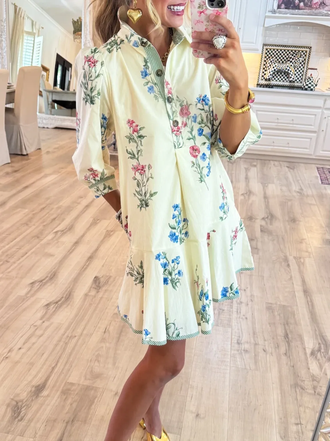 Cream Floral Dress