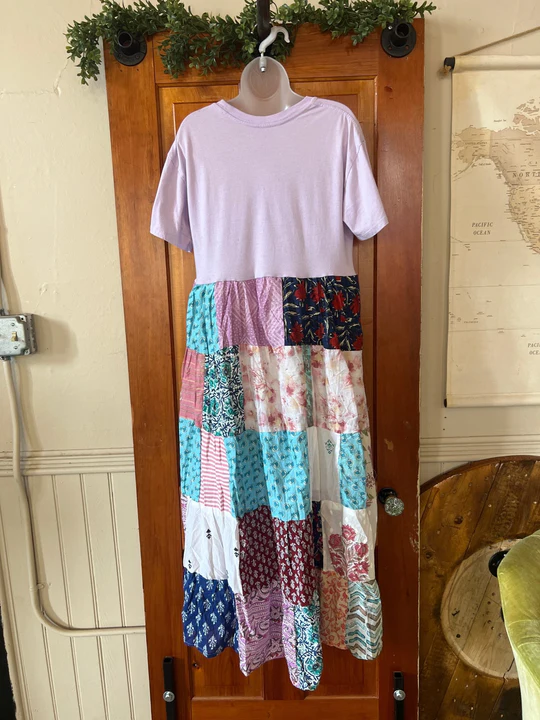 Pink Floyd patchwork maxi dress