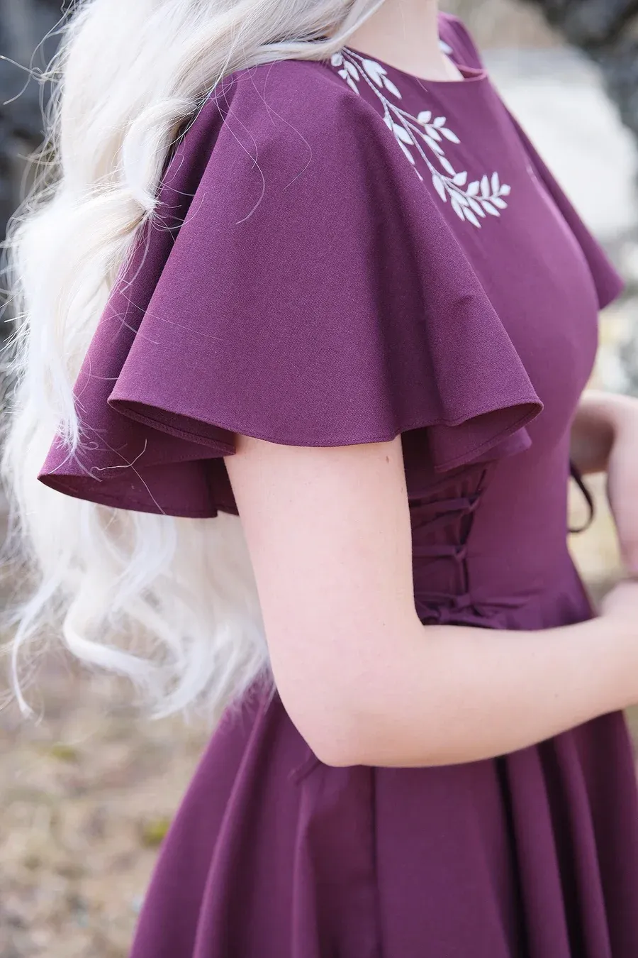 Ivy Midi Dress - Wine（With Side Pockets）