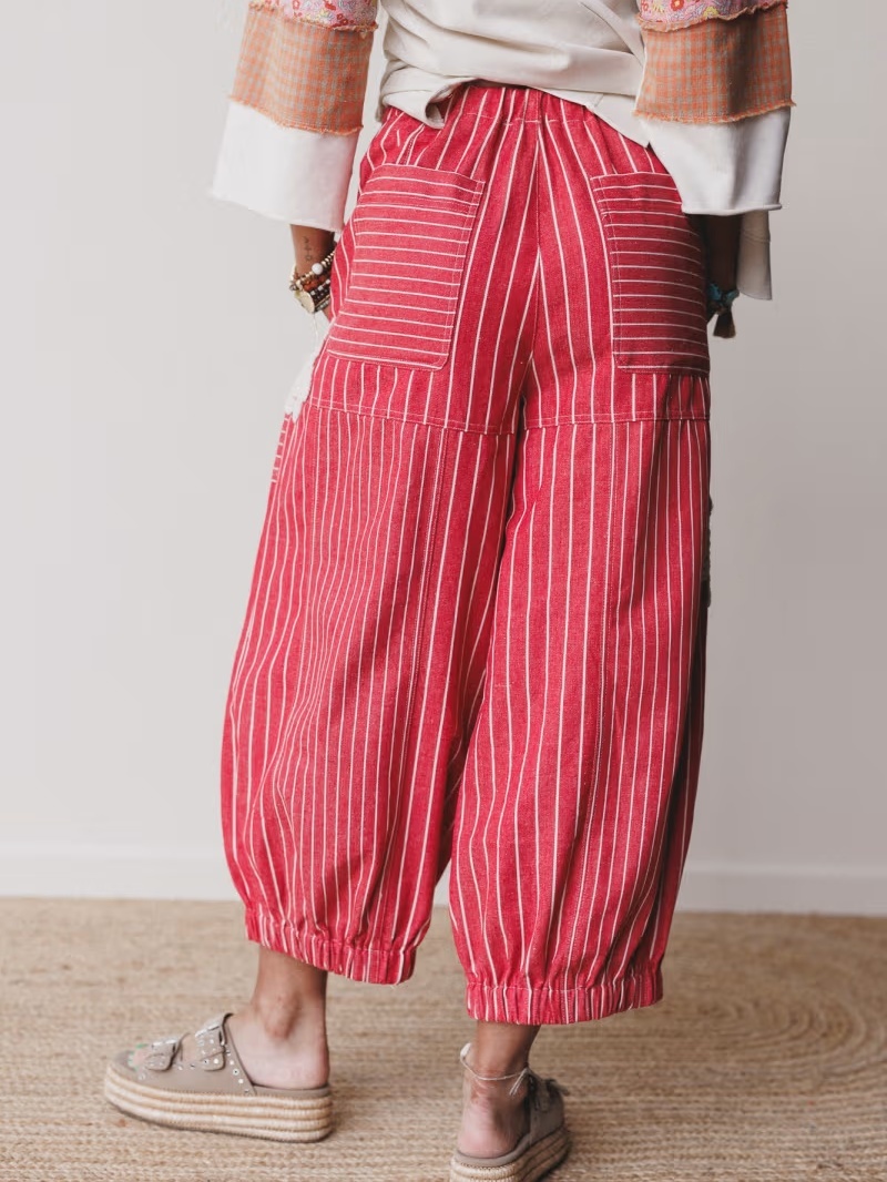 Butterfly Embroidered Patchwork Pants