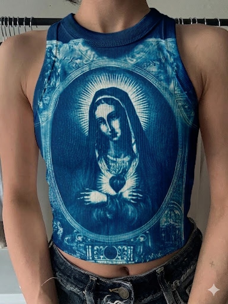 Holy Blue Cyanotype Crop Top