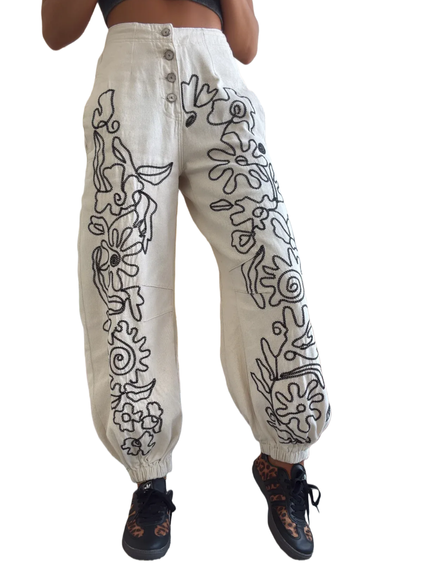 Bohemian Embroidered Floral Pants