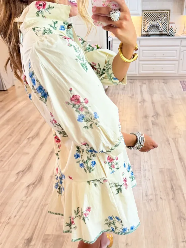 Cream Floral Dress