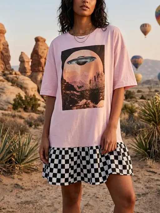 You’re Ride Is Here Upcycled Tee Dress