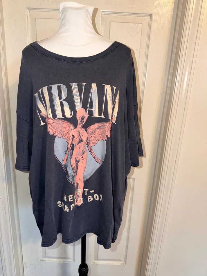 Nirvana Double Sided Oversized Distressed Tee