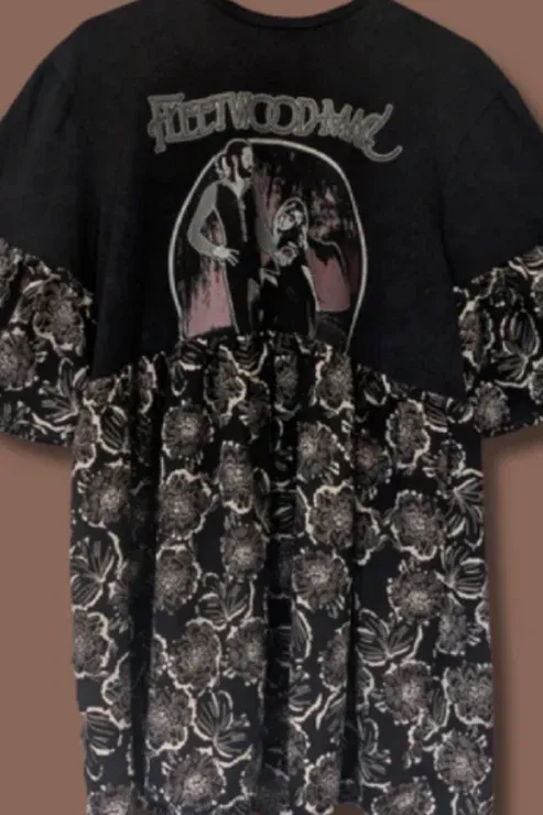Fleetwood Mac - Black Floral Print Smock Dress