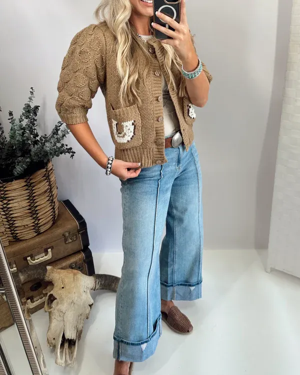 White Horse Knit Cardigan