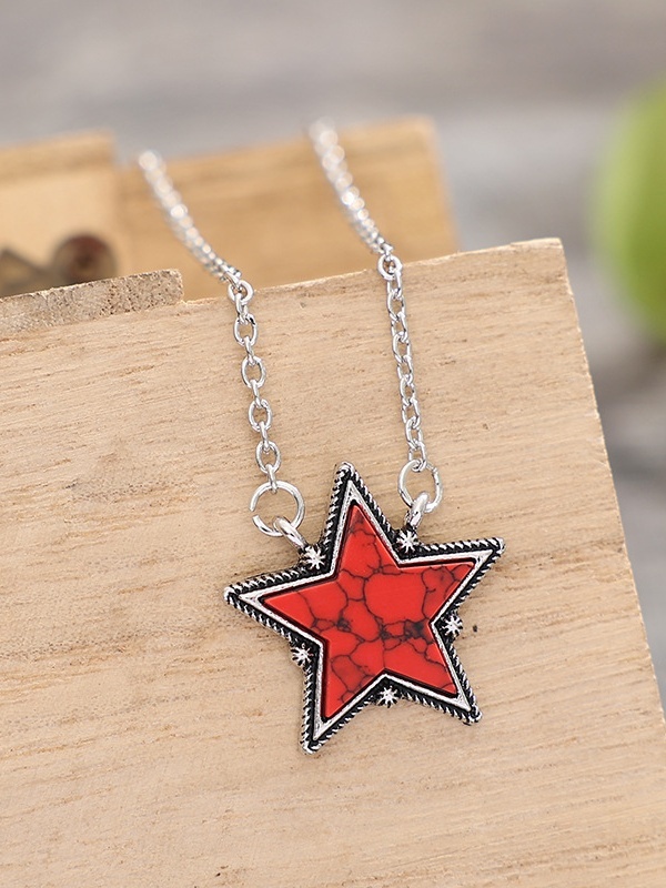 Large Five-Pointed Star Turquoise Pendant