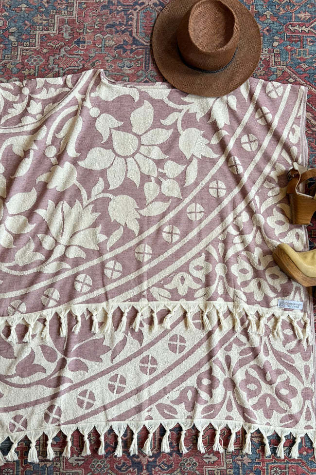 Pink Sky Fringe Hi Lo Poncho Tunic Top