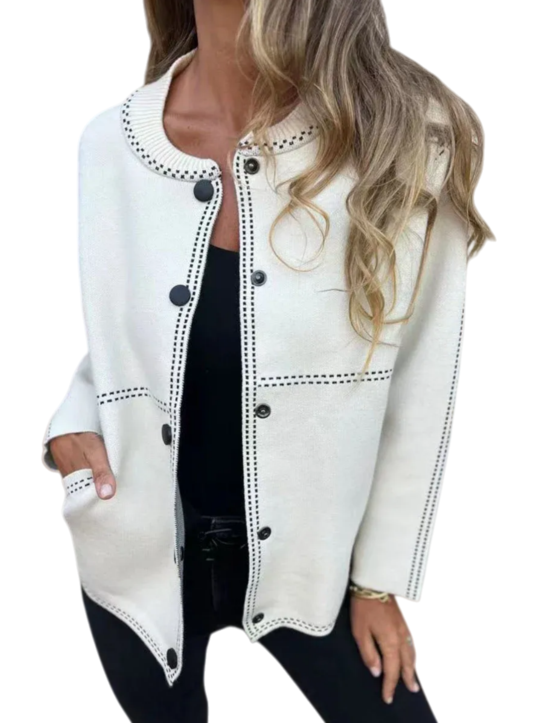 Women's Solid Color Crew Neck Long Sleeve Casual Pocket Baseball Jacket