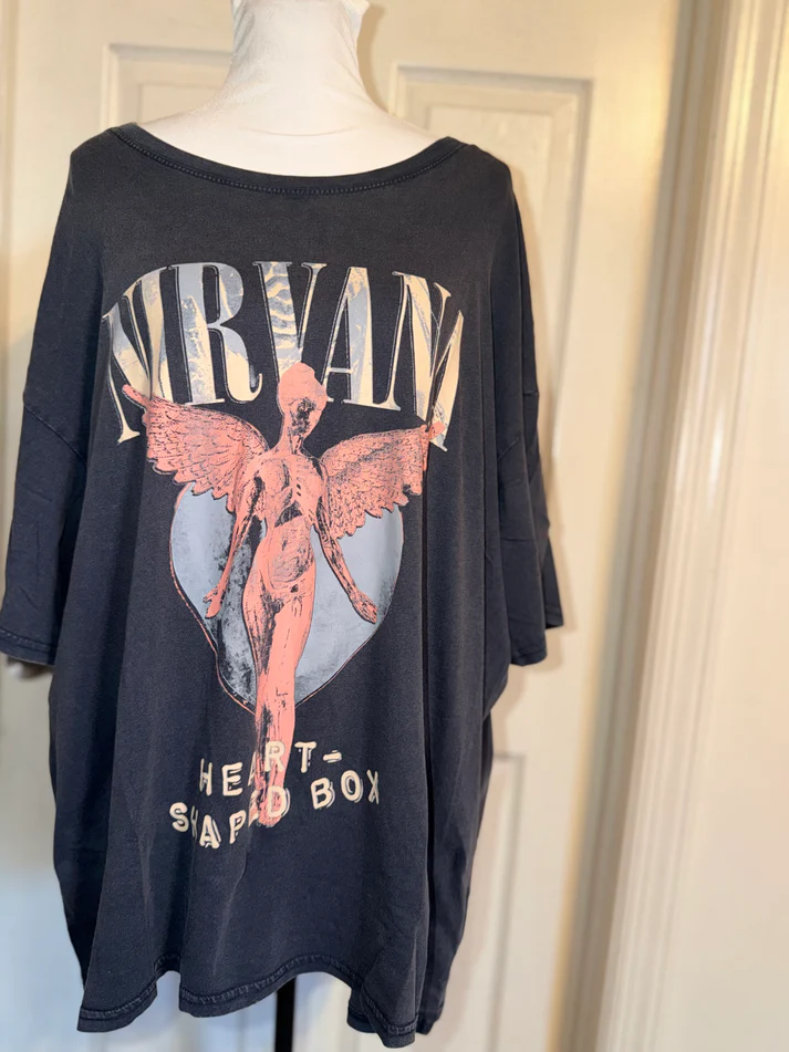 Nirvana Double Sided Oversized Distressed Tee