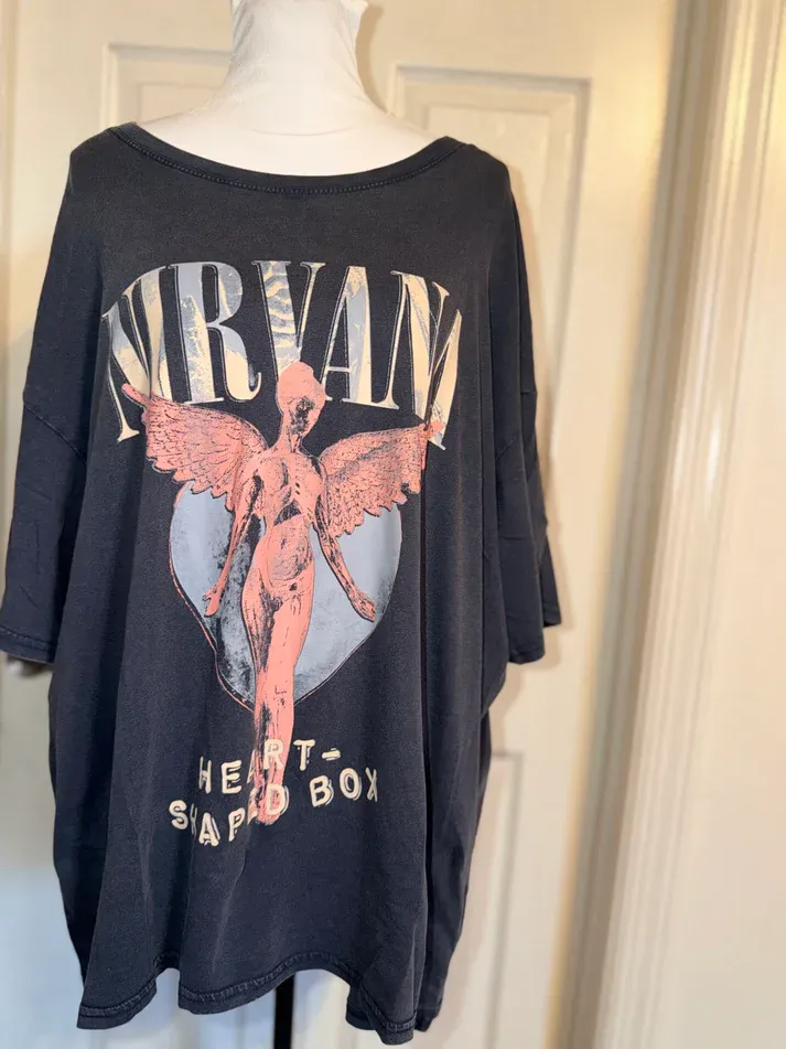 Nirvana Double Sided Oversized Distressed Tee