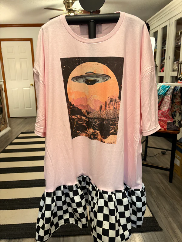 You’re Ride Is Here Upcycled Tee Dress