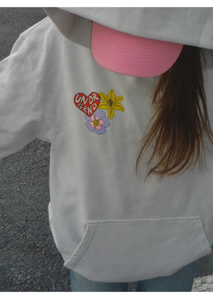 Pink Flower Truck City Graphic Oversized Hoodie