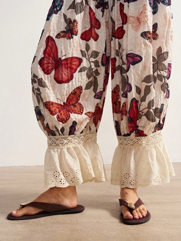 Bohemela Casual Woven Printed Relaxed-Fit Trousers