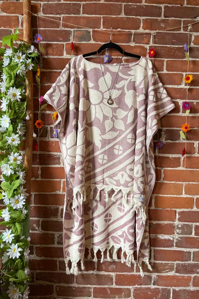 Pink Sky Fringe Hi Lo Poncho Tunic Top