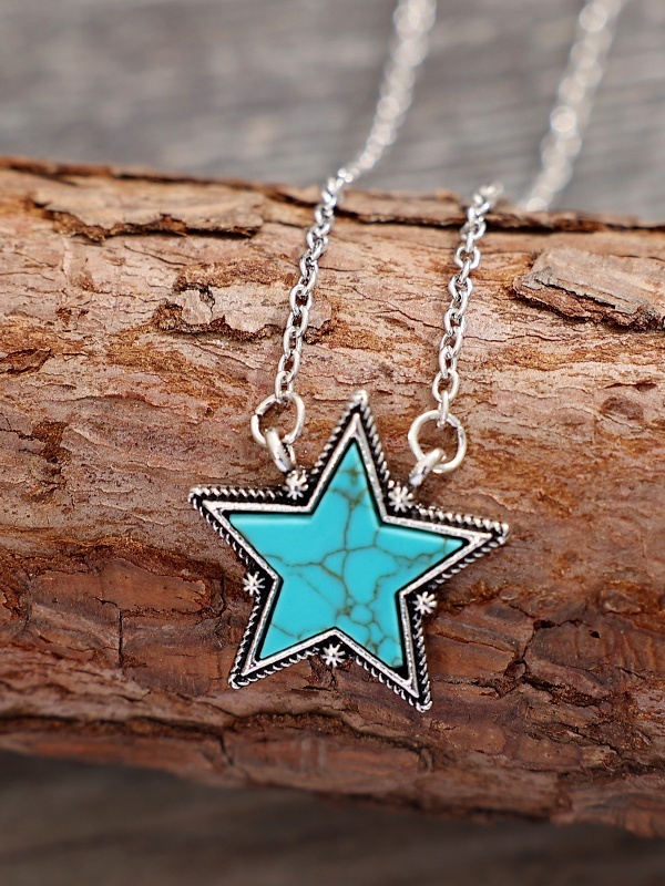 Large Five-Pointed Star Turquoise Pendant