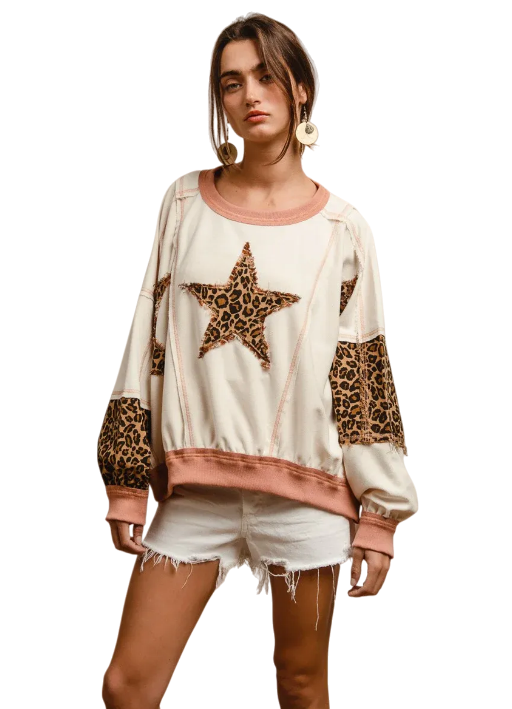 Leopard print and star patch mix and match top