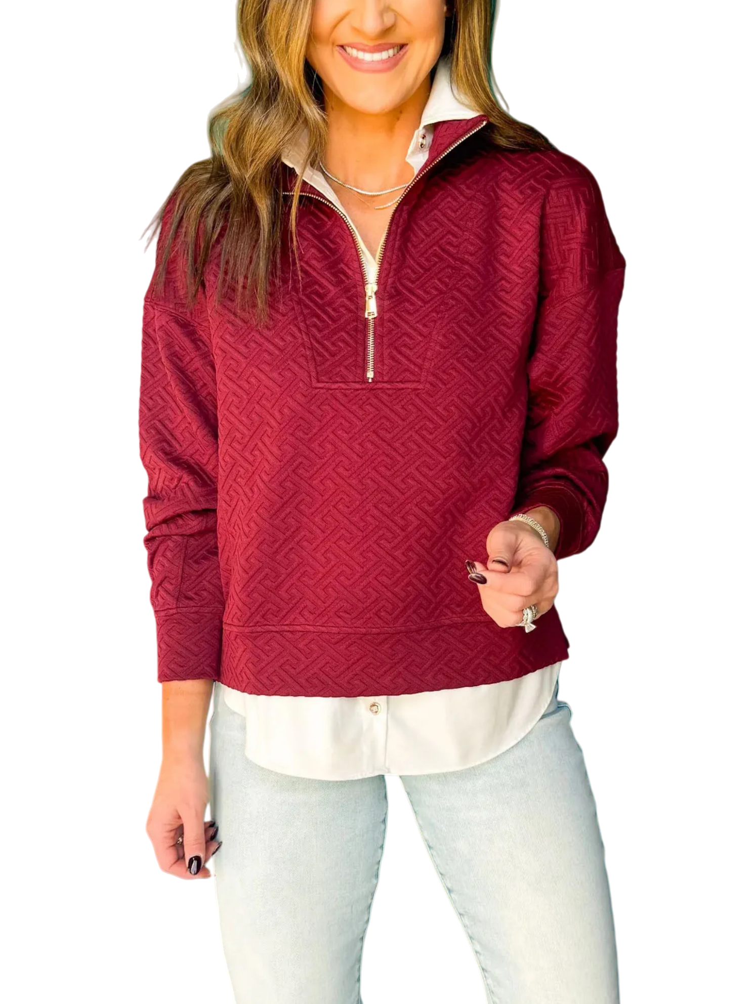 Textured Zip Sweatshirt