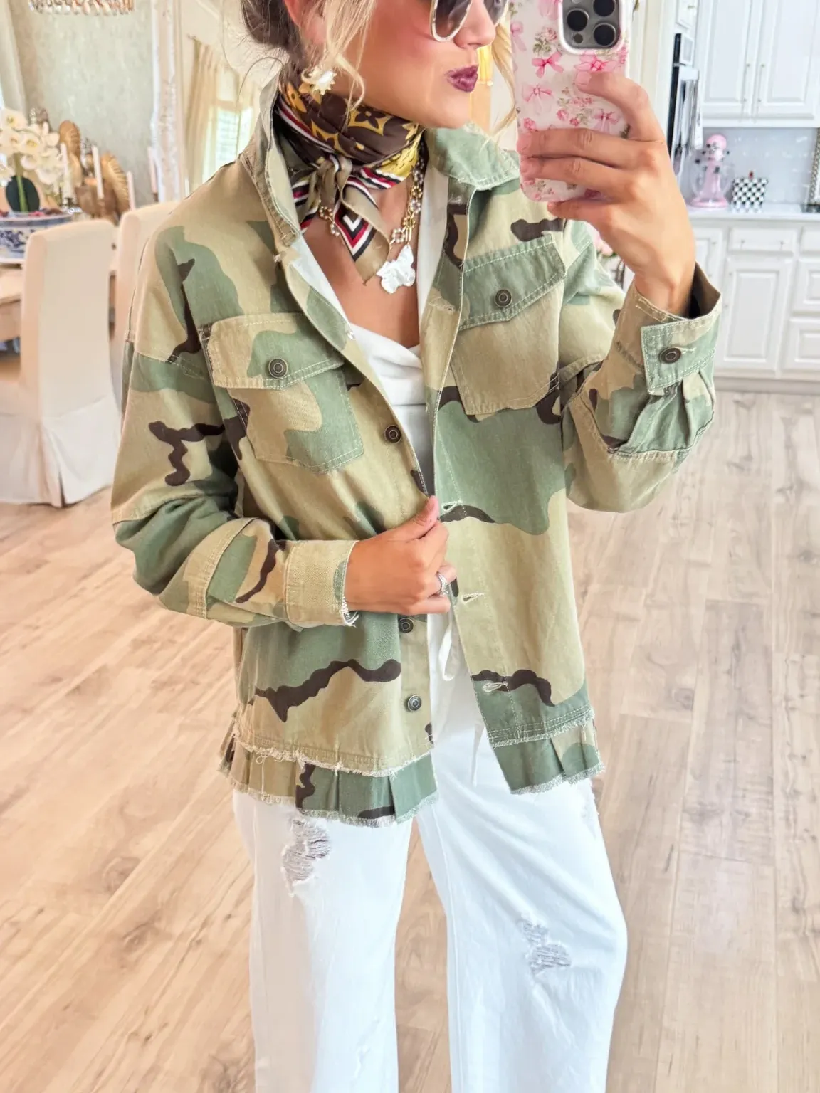 Camo Peace Patch Denim Jacket