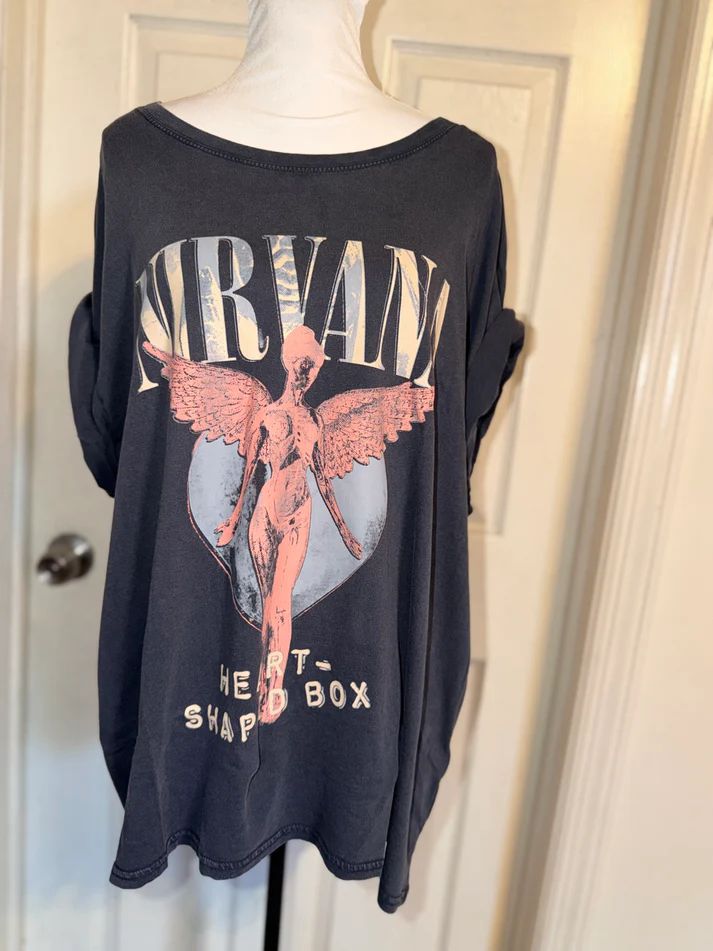 Nirvana Double Sided Oversized Distressed Tee