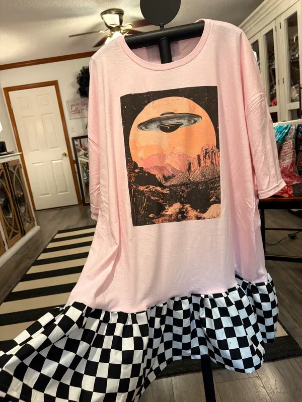 You’re Ride Is Here Upcycled Tee Dress