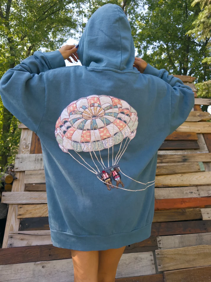 Parasail Graphic Oversized Blue Hoodie