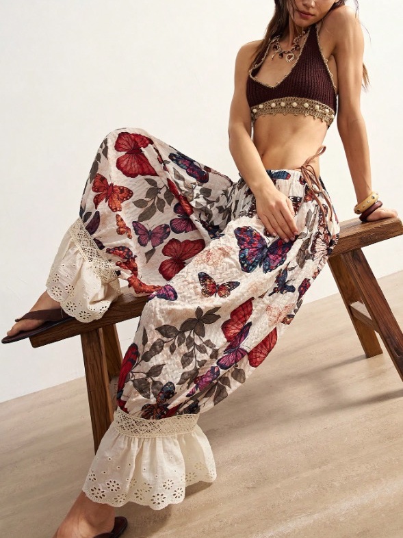 Bohemela Casual Woven Printed Relaxed-Fit Trousers