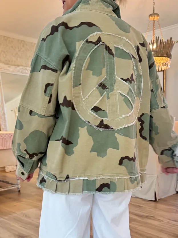 Camo Peace Patch Denim Jacket