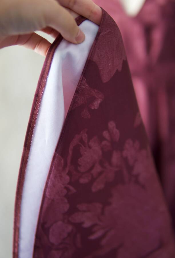 Vintage Jacquard V-Neck Pinafore Dress-Wine Red