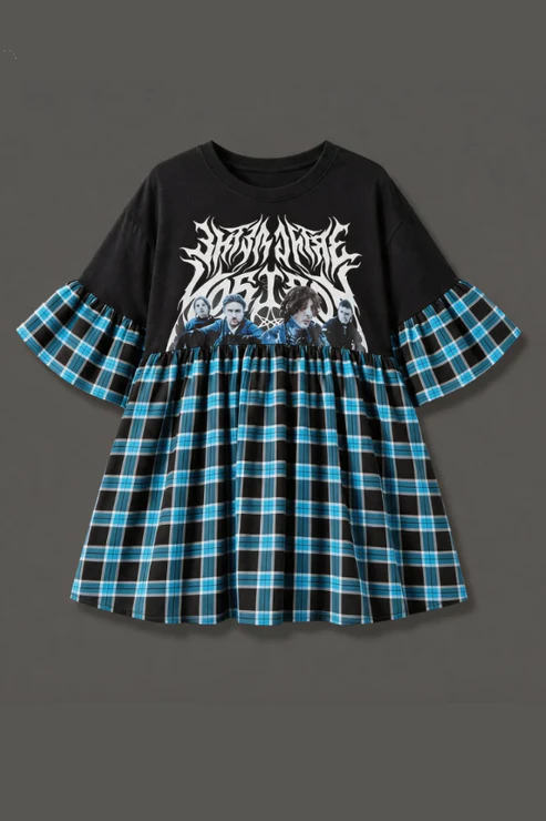 Bring Me the Horizon - Blue Tartan Smock Dress