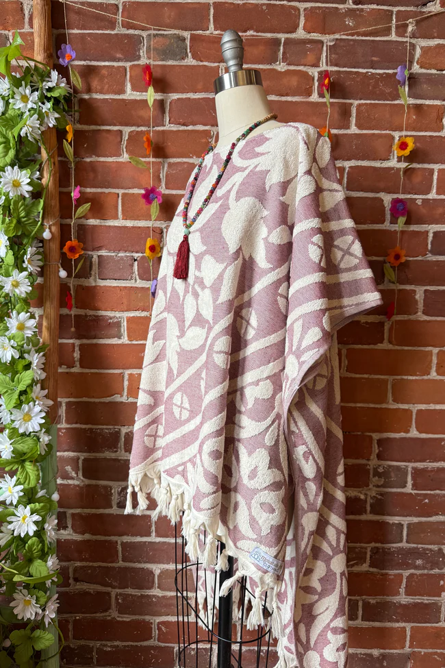 Pink Sky Fringe Hi Lo Poncho Tunic Top